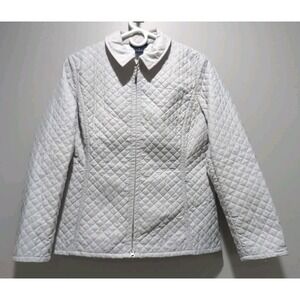 Brooks Brothers Women Cream Quilt Collar Zip Long sleeve Jacket‎ Size 8